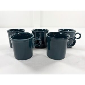 Set of 5 Fiestaware Juniper Green Ring Handle Mugs Homer Laughlin HLC USA Fiesta